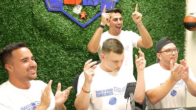 Backyard Breaks Founders, Michael Bracciale, Nick Telford, and Grant Telford raise $100,000 with the help of Central Valley Cards' Garrett Borba for Pediatric Cancer Foundation.
