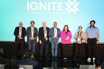 Pictured Left to Right: Axtria’s Ignite Leadership Awards, honoring leaders who drive innovation, transformation, and value creation in life sciences, include Arvind Balasundaram, Executive Director, Commercial Insights & Analytics, Regeneron Pharmaceuticals, Inc.; Abhishek Narayan Singh, Chief Analytics Officer & Head of Digital Solutions, Human Health, Merck; Steve Winawer, Head of Data, Digital, and Technology, US Business Unit, Takeda; Ashish Sharma, Enterprise Data Officer & Vice President, Strategic Data Products, Novartis US; Cary Anne Schockemoehl, Vice President of Commercial Capabilities, Practices & Strategic Planning, GSK; and Chitra Narasimhachari, Vice President, Global Decision Sciences and Insights, Gilead Sciences. Axtria CEO and Founder Jassi Chadha presented each.