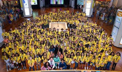 Youth inventors gather for a group photo at RTX Invention Convention U.S. Nationals at Henry Ford Museum of American Innovation.