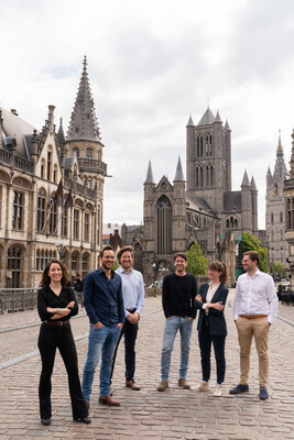 The Clouds of Care management with from left to right: Eline Van Vlierberghe (CCO), Gregor Strobbe (co-founder, CEO), Pieter van Mierlo (co-founder, CSO), Jeroen Crappé (COO), Caroline Neuray (CMO), Tom Van Steenkiste (CTO) (PRNewsfoto/Clouds of Care)