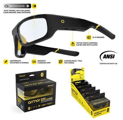 An image of the Lucyd Armor frames and their shelf-ready retail packaging. Courtesy of Innovative Eyewear Inc.