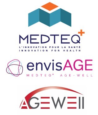 MEDTEQ+, envisAGE and AGE-WELL logos (CNW Group/AGE-WELL)