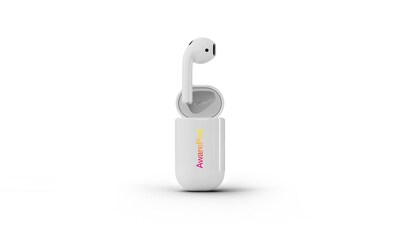 The AwarePod—a single earbud designed to ignite conversations about gender-based violence. (CNW Group/Canadian Women's Foundation)