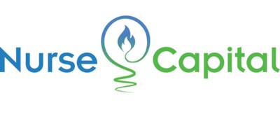 Logo for Nurse Capital. Nurse is blue, Capital is green. The words are split in the middle by an illustration suggesting a lightbulb encircling a flame. (PRNewsfoto/Nurse Capital)