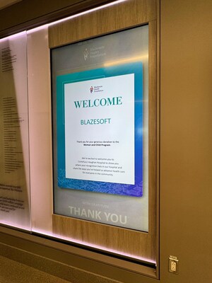 This display honours Blazesoft's contribution, located at the front entrance of the West Wing at Cortellucci Vaughan Hospital, (CNW Group/Blazesoft Ltd.)