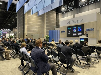 Jake Junkil Been, Co-CEO of Neurophet, presenting at the AI Theater during RSNA 2024