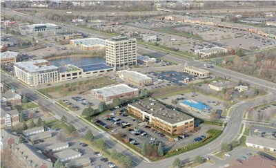 Ariel view of building and surrounding Eagan community.