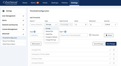 Customizable threshold alerts enable proactive monitoring and alerts tailored to specific criteria for organizations with CyberSense, from Index Engines.