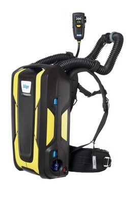 The ProAir by Dräger is a positive-pressure, closed-circuit breathing apparatus that combines uncompromising safety with the highest level of breathing and carrying comfort for up to four hours. © Drägerwerk AG & Co. KGaA