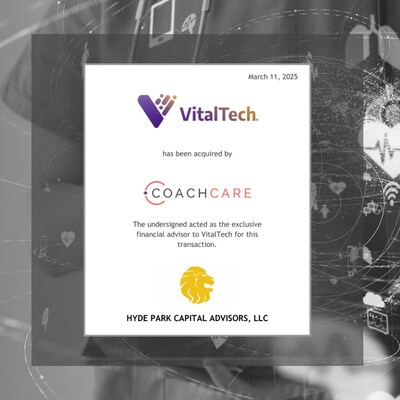 Tombstone of deal: VitalTech on its Sale to CoachCare Tombstone of deal: VitalTech on its Sale to CoachCare