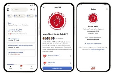 ADP supports American Heart Association goal to prepare more workers to respond to cardiac emergencies. By integrating information about Hands-Only CPR training into the ADP Mobile Solutions app, the organizations are helping millions of employees nationwide be ready to act in an emergency.