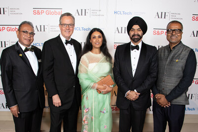 From left to right: Harit Talwar, Co-Chair, AIF Global Board; Douglas L. Peterson, Former president and CEO, S&P Global; Roshni Nadar Malhotra, Chairperson, HCLTech; Ajay Banga, AIF Chairman Emeritus; and Nishant Pandey, CEO, AIF. From left to right: Harit Talwar, Co-Chair, AIF Global Board; Douglas L. Peterson, Former president and CEO, S&P Global; Roshni Nadar Malhotra, Chairperson, HCLTech; Ajay Banga, AIF Chairman Emeritus; and Nishant Pandey, CEO, AIF.