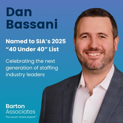 Dan Bassani, Vice President of Sales, has been named to Staffing Industry Analysts’ (SIA) 2025 "40 Under 40" list.