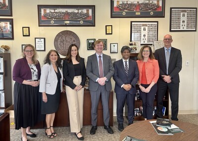 (L-R) Anastasia Bodnar, NSCEB; State Rep. Donna White; Vice Chair Michelle Rozo, NSCEB; State Sen. Benton Sawrey; State Sen. Jay Chaudhuri; Laura Gunter, NCLifeSci; Bill Bullock, NCBiotech. (L-R) Anastasia Bodnar, NSCEB; State Rep. Donna White; Vice Chair Michelle Rozo, NSCEB; State Sen. Benton Sawrey; State Sen. Jay Chaudhuri; Laura Gunter, NCLifeSci; Bill Bullock, NCBiotech.