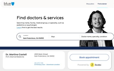 The Zocdoc booking user interface