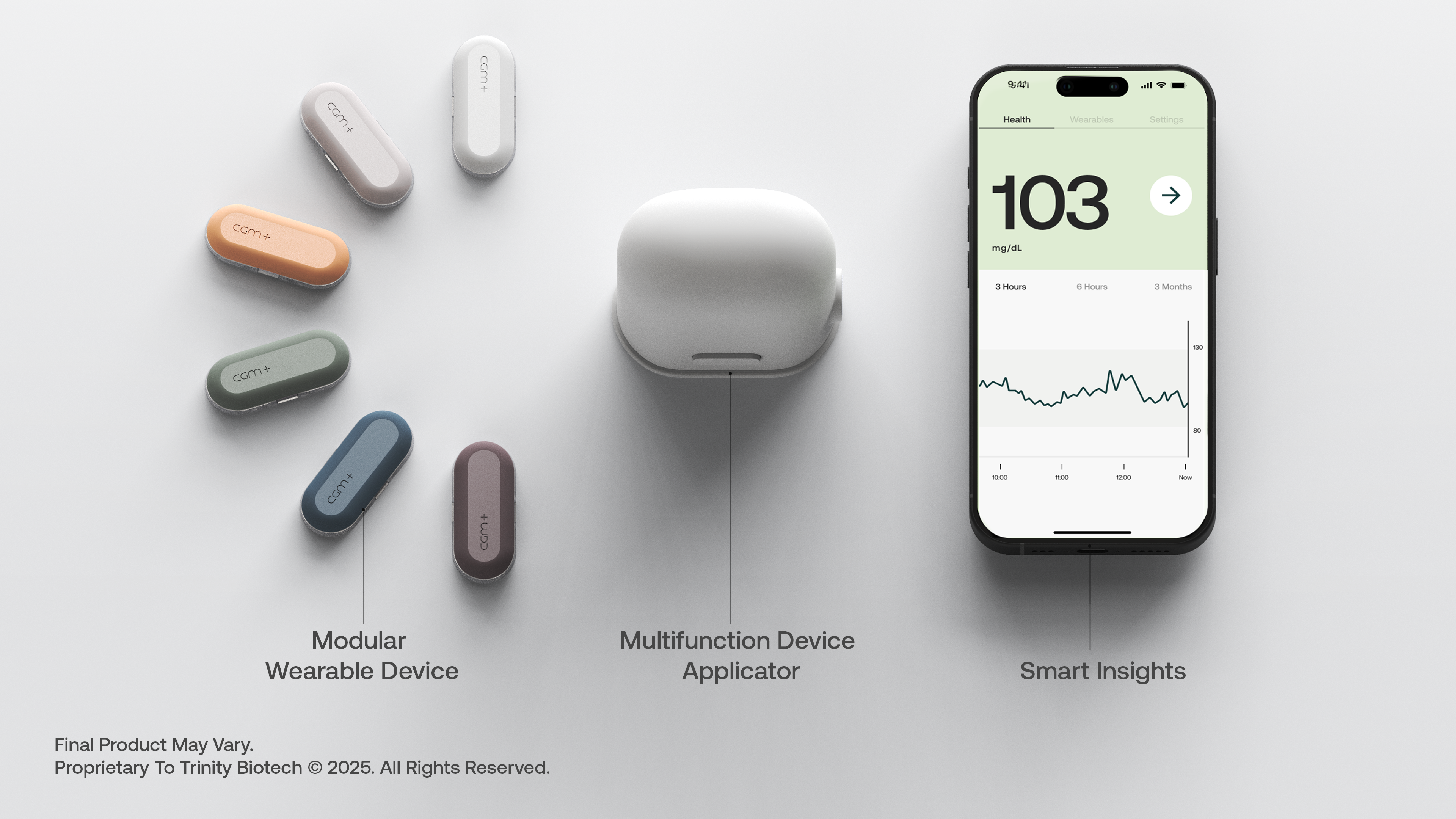 CGM+ combines sustainability with user-friendly design, featuring a compact wearable and reusable sensor applicator.