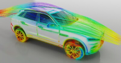 An Ansys Fluent simulation of vehicle aerodynamics powered by Omniverse An Ansys Fluent simulation of vehicle aerodynamics powered by Omniverse