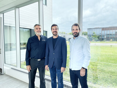 Louis Roy, Founder and CEO of OPTEL, Olivier Laboissionni&egrave;re and Nicolas Francoeur, co-owners of Vanguard Robotics. (CNW Group/Optel Group)