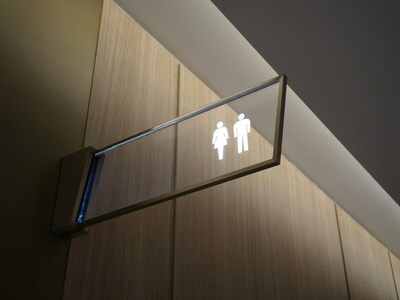 Bathroom sign showing male and female symbols Bathroom sign showing male and female symbols