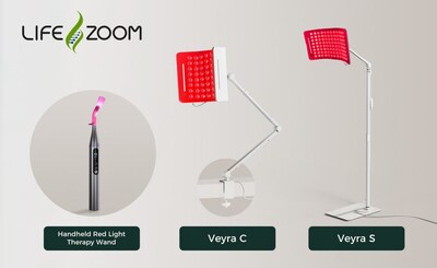 The Handheld Red Light Wand and the Veyra Series from Lifezoom differ in product size, but both offer flexible and practical functionality, providing users with effective, targeted treatment for localized areas and supporting a variety of health needs, including wound healing and relief from muscle soreness.