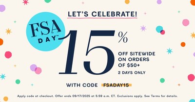 FSA Store® is celebrating its 15th birthday with storewide savings and a 'Win Your Cart Sweepstakes' on September 15-17. FSA Store® is celebrating its 15th birthday with storewide savings and a 'Win Your Cart Sweepstakes' on September 15-17.