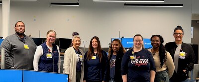 Nursing Team Members in University Hospitals Virtual Nursing Command Center. (L-R) Melvin Cain, Bridget Waite, Shannon Bracken, Sheila Neel, Sherese Wong, Heather Truong, Brianna King, and LaNina Bulgerin