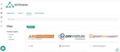 ACTO UNVEILS ACTOVERSE: A DIGITAL MARKETPLACE, DRIVING INNOVATION & EFFICIENCY IN FIELD EXCELLENCE --- ACTOverse features trusted partners that extend and enrich the ACTO platform. The partners fall into one of three categories: 1) Content Partners, 2) Data Partners, and 3) Service Partners. Every partner is carefully selected, industry-proven, and certified on the ACTO platform, ensuring quality and interoperability out of the box for turnkey implementation and faster time-to-value. (CNW Group/ACTO Technologies, Inc.)