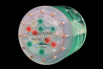 CaliberMRI's qDisc (quantitative Dual Imaging Standardization Compartment) - Model 141 with T1, T2, ADC and PD spheres.