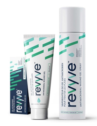 FDA cleared and Health Canada approved revyve Antimicrobial Wound Gel and revyve Antimicrobial Wound Gel Spray