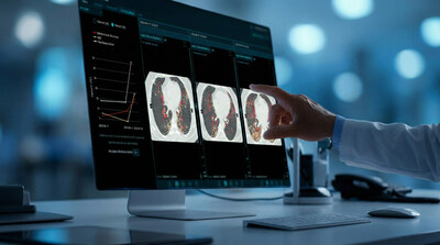 Brainomix e-Lung is an FDA-cleared, AI-powered imaging software platform that automatically quantifies and segments CT lung scans.