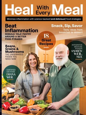 Dr. Weil and Diana Weil's 2026 "Heal With Every Meal" Anti-Inflammatory Nutrition & Recipes Food As Medicine Special Interest Publication (magazine), featuring Dr. Weil's Refreshed Anti-Inflammatory Food Pyramid, available (Jan - Mar 2026) nationwide at retail where magazines are sold and online.