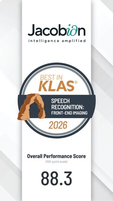 FluencyTM for Imaging from JacobianTM has been awarded Best in KLAS 2026 for Speech Recognition: Front-End Imaging for the fifth consecutive year.