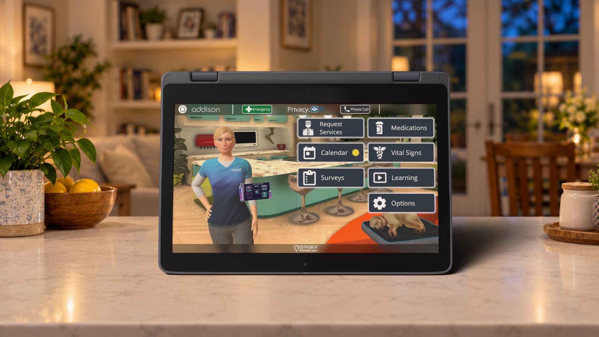 Addison Care Tablet with Home Care Company logo