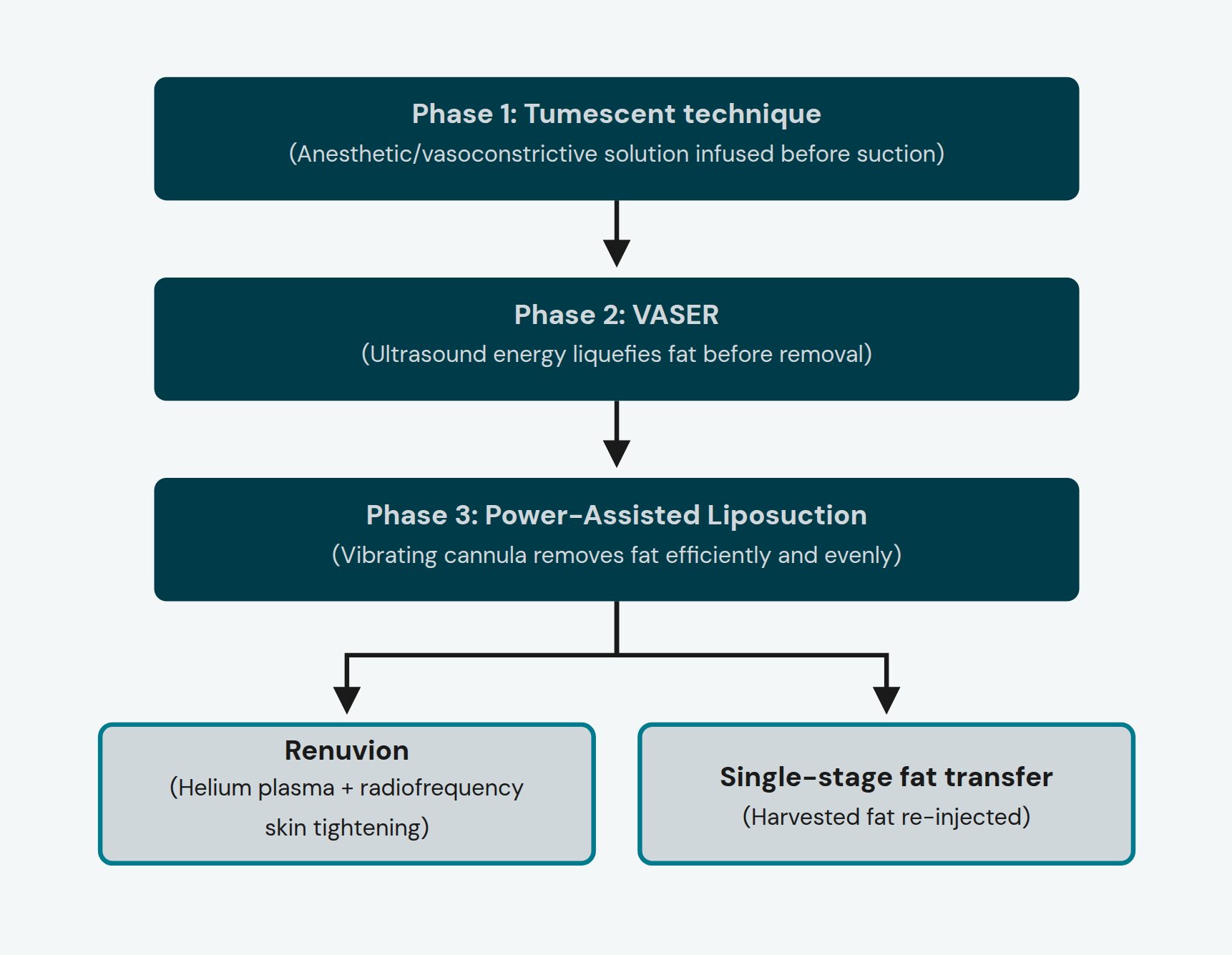 Figure 1. Dr. Sajan's layered liposuction and body-contouring process.